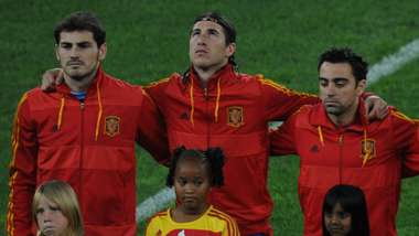 Iker Casillas Sergio Ramos Xavi Hernández Spain 07072010