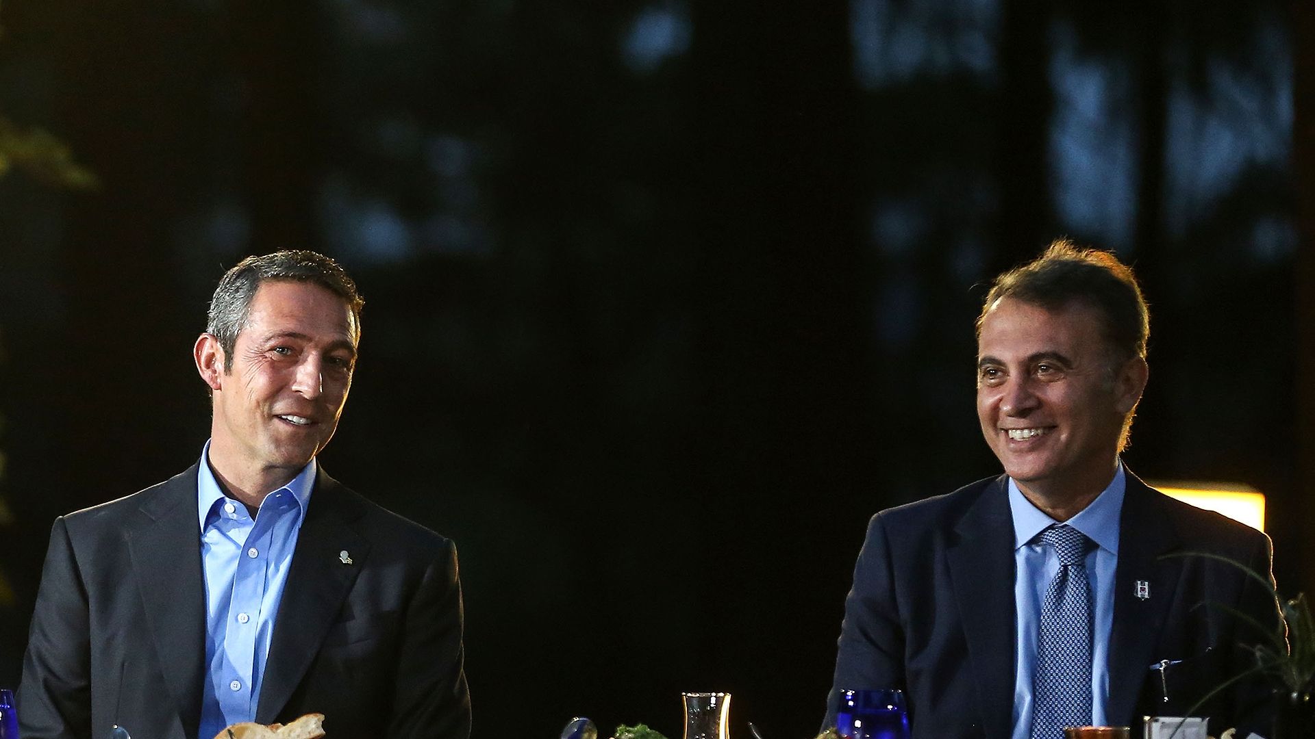 Fenerbahce chairman Ali Koc Besiktas chairman Fikret Orman