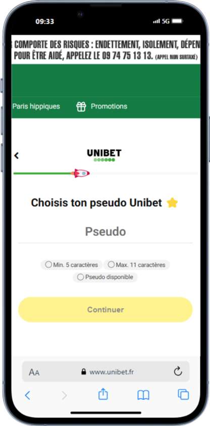 formulaire inscription unibet