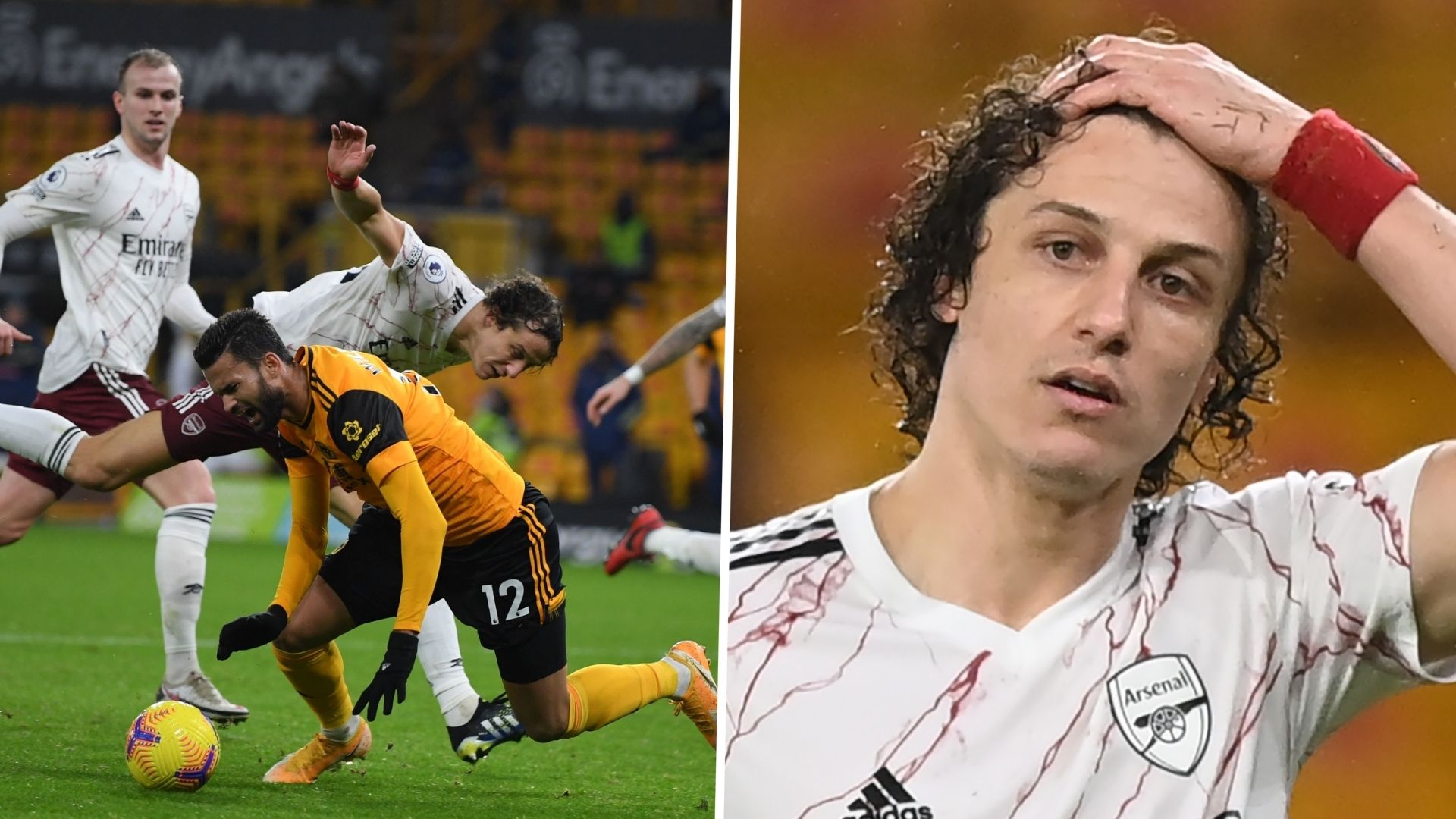 David Luiz Arsenal Wolves Red Card 2020-21