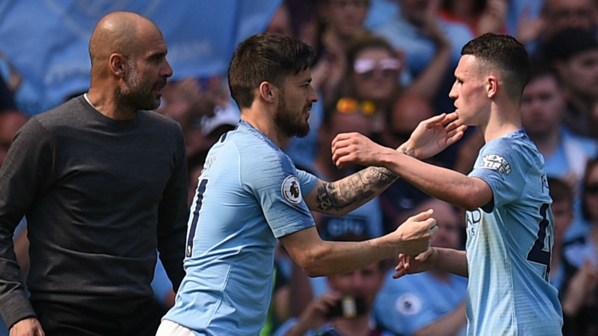 Phil Foden and David Silva, Manchester City