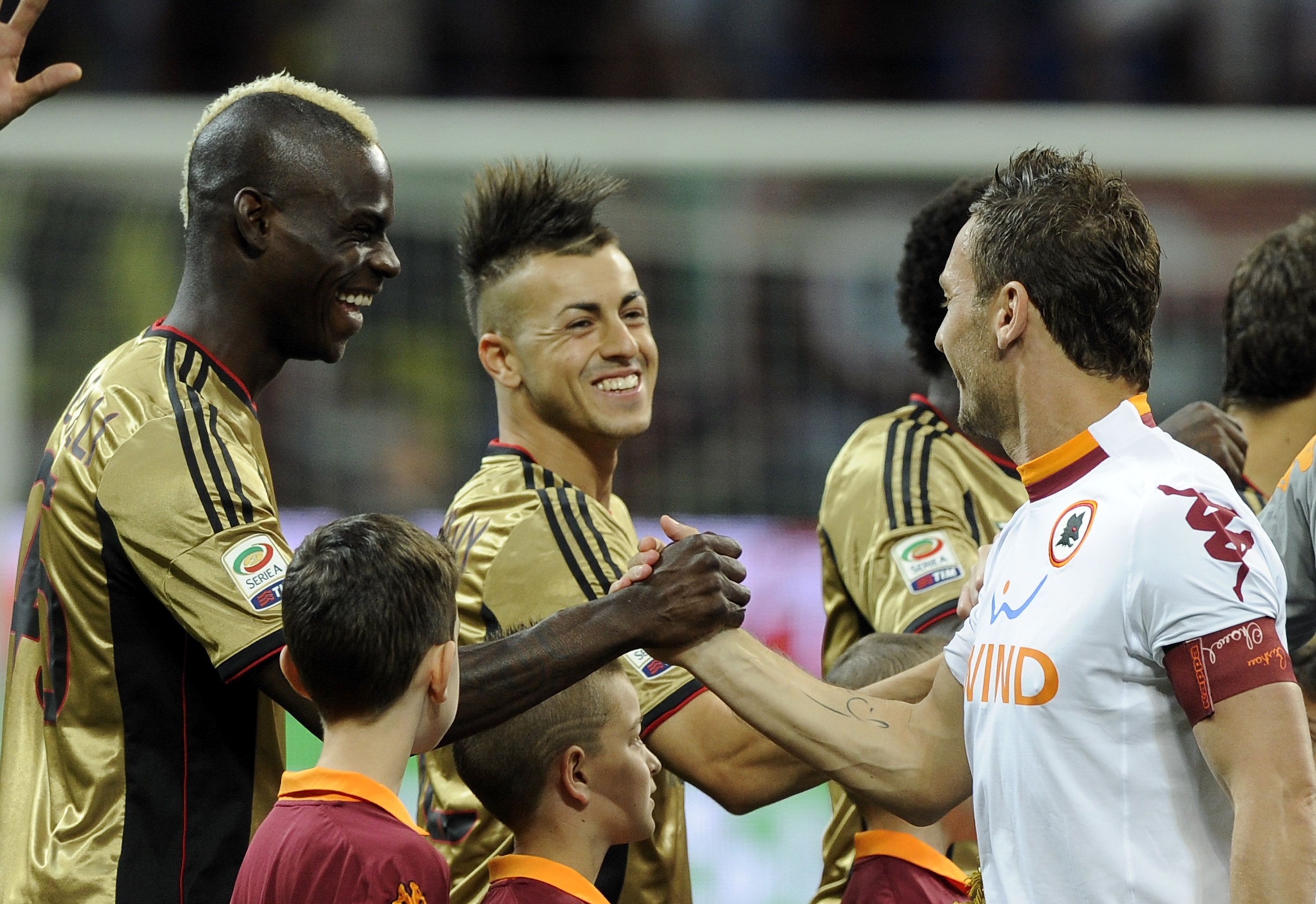 Mario Balotelli, Stephan El Shaarawy of AC Milan and Francesco Totti of AS Roma -12520012 Serie A