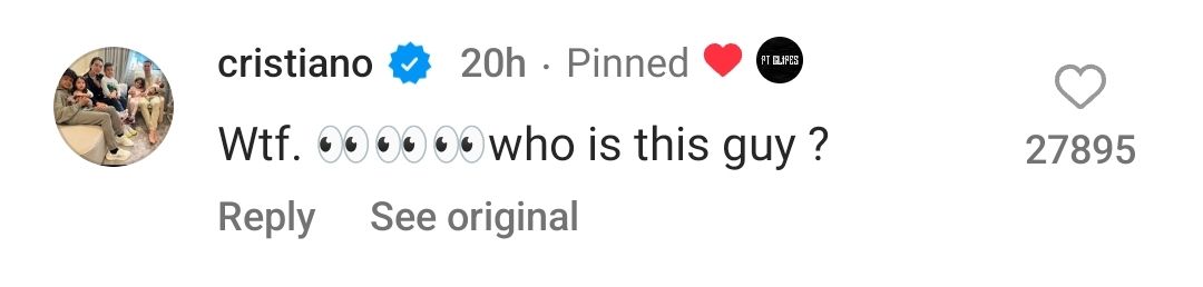 Cristiano Ronaldo comment PT Clipes Instagram