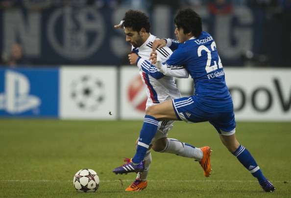 Atsuto Uchida Mohamed Salah Schalke v Basel UEFA Champions league 12112013