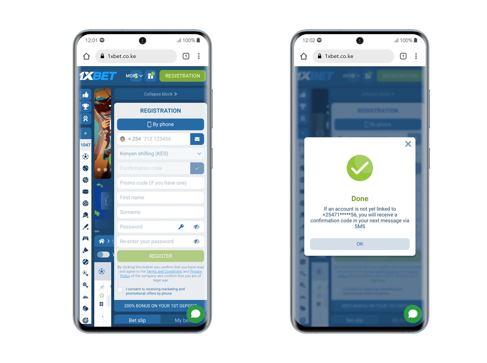 1xbet KE mobile registration