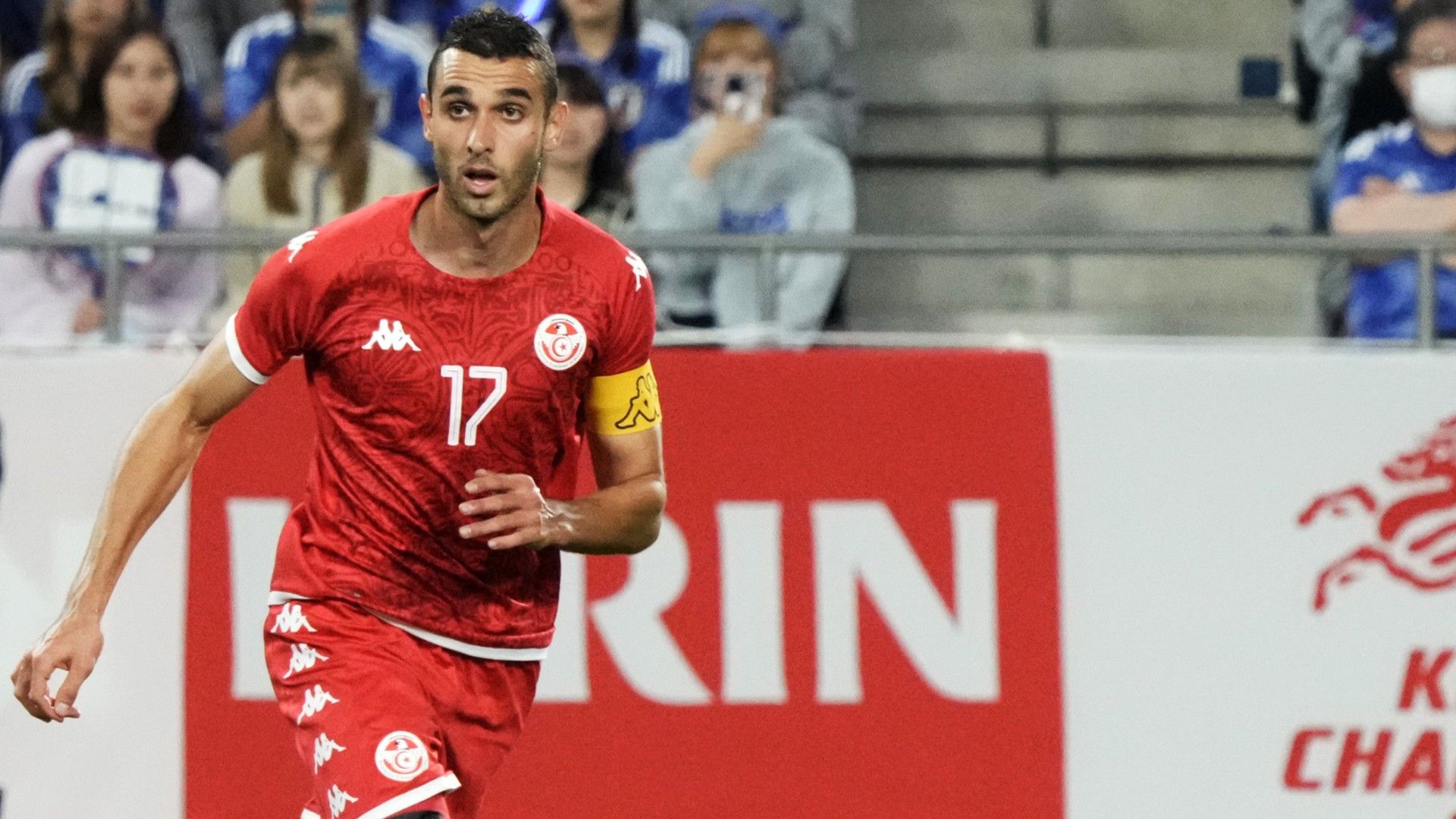 Elyes Skhiri of Tunisia in action