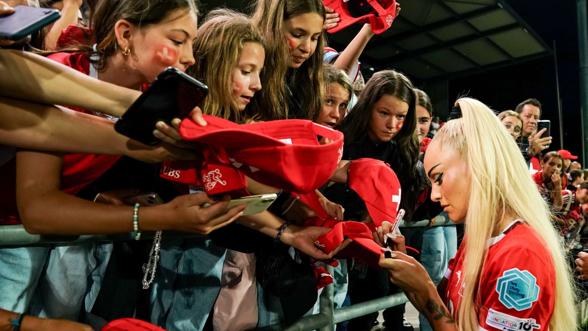 alisha lehmann of switzerland signs autographs