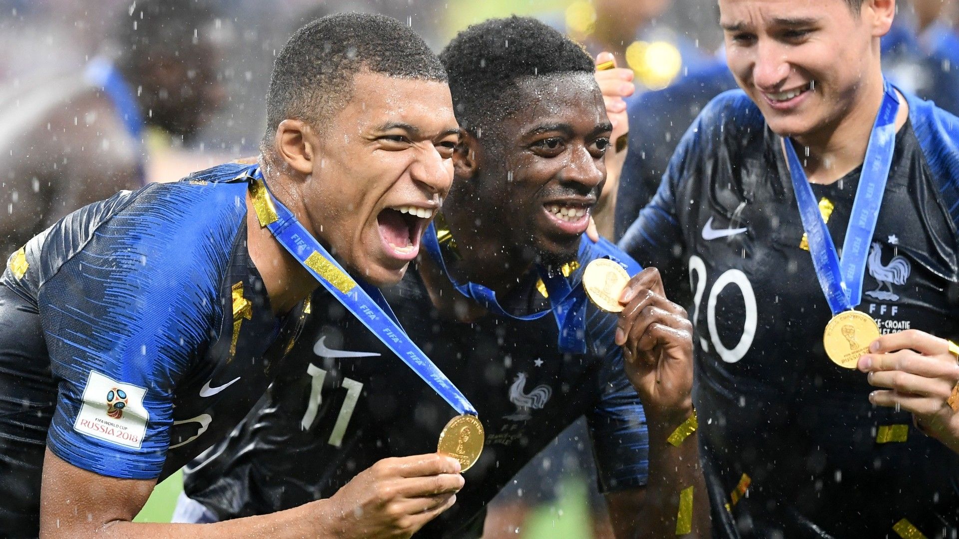Kylian Mbappe Ousmane Dembele France World Cup 2018 medal