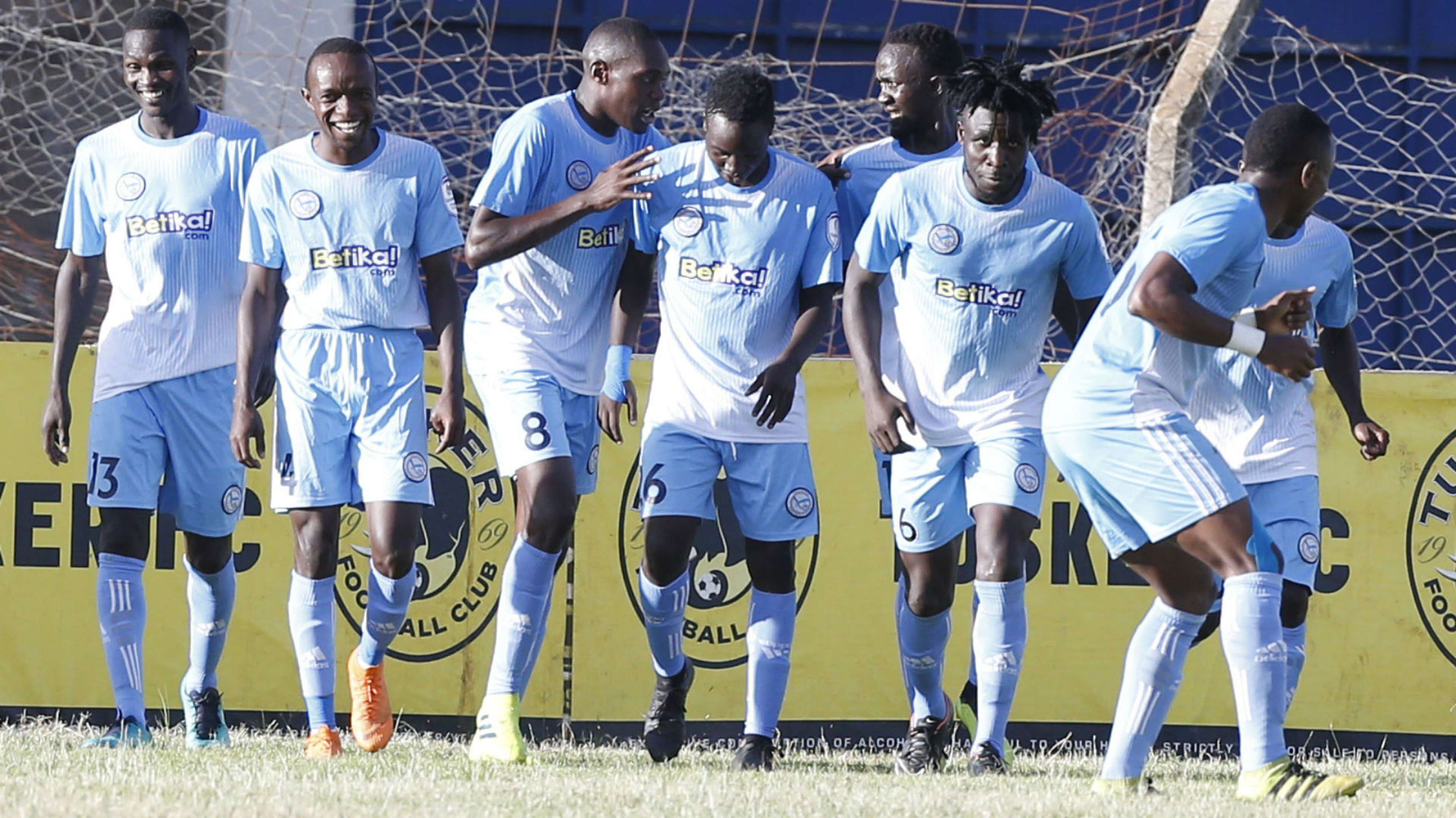 Sofapaka players celebrate v Tusker.