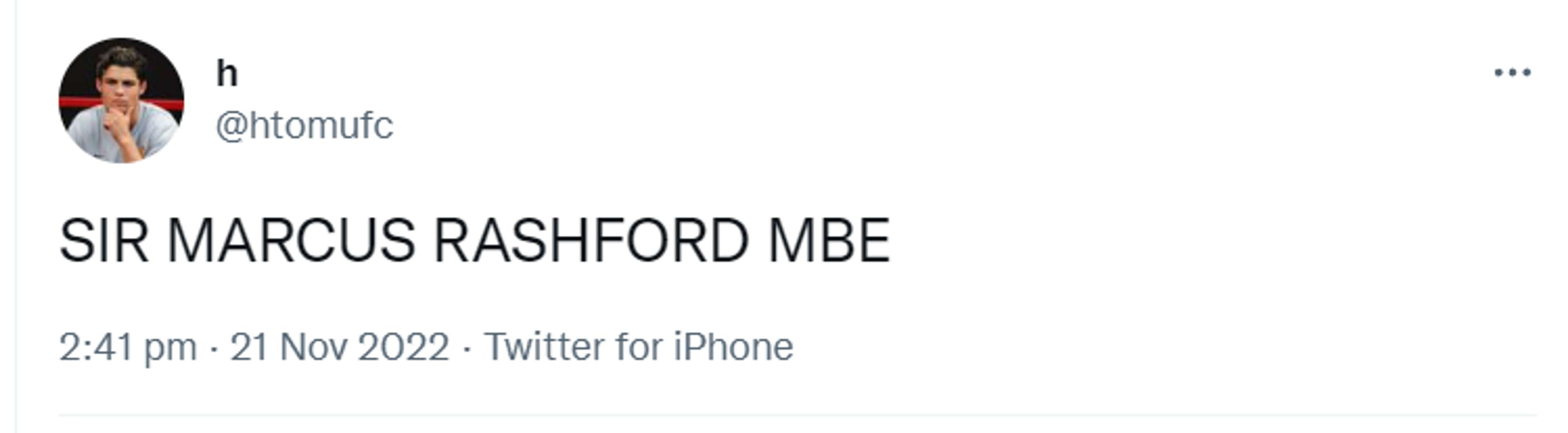 Rashford MBE tweet