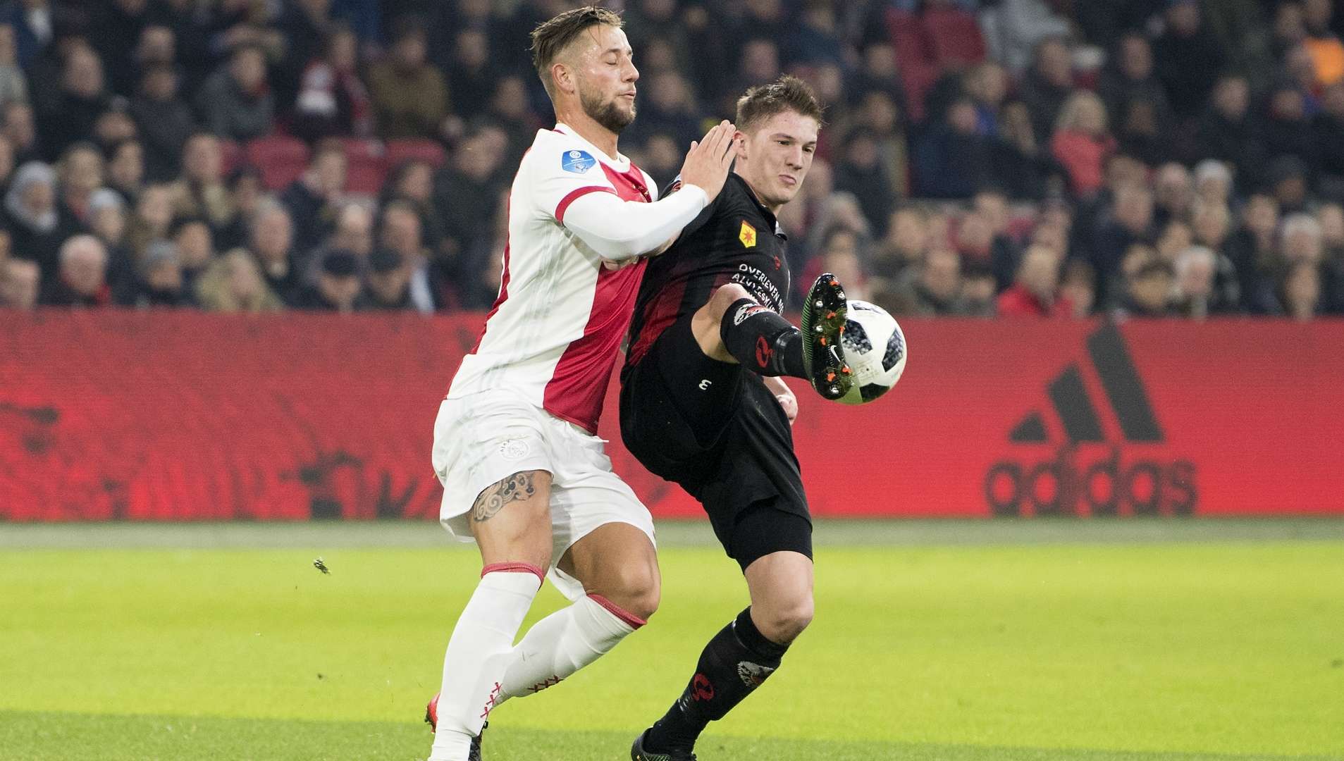 Mitchell Dijks, Jinty Caeanepeel, Ajax - Excelsior, Eredivisie 12142017