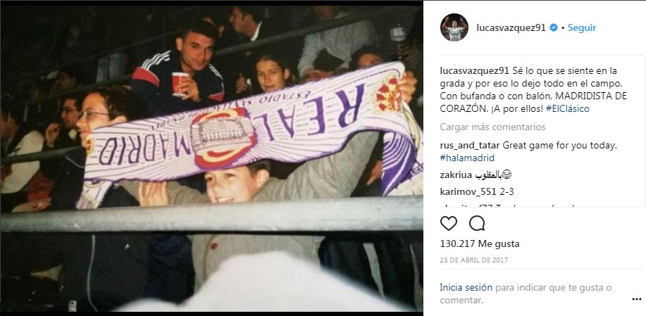 Lucas Vazquez photo supporting Real Madrid when he was a kid