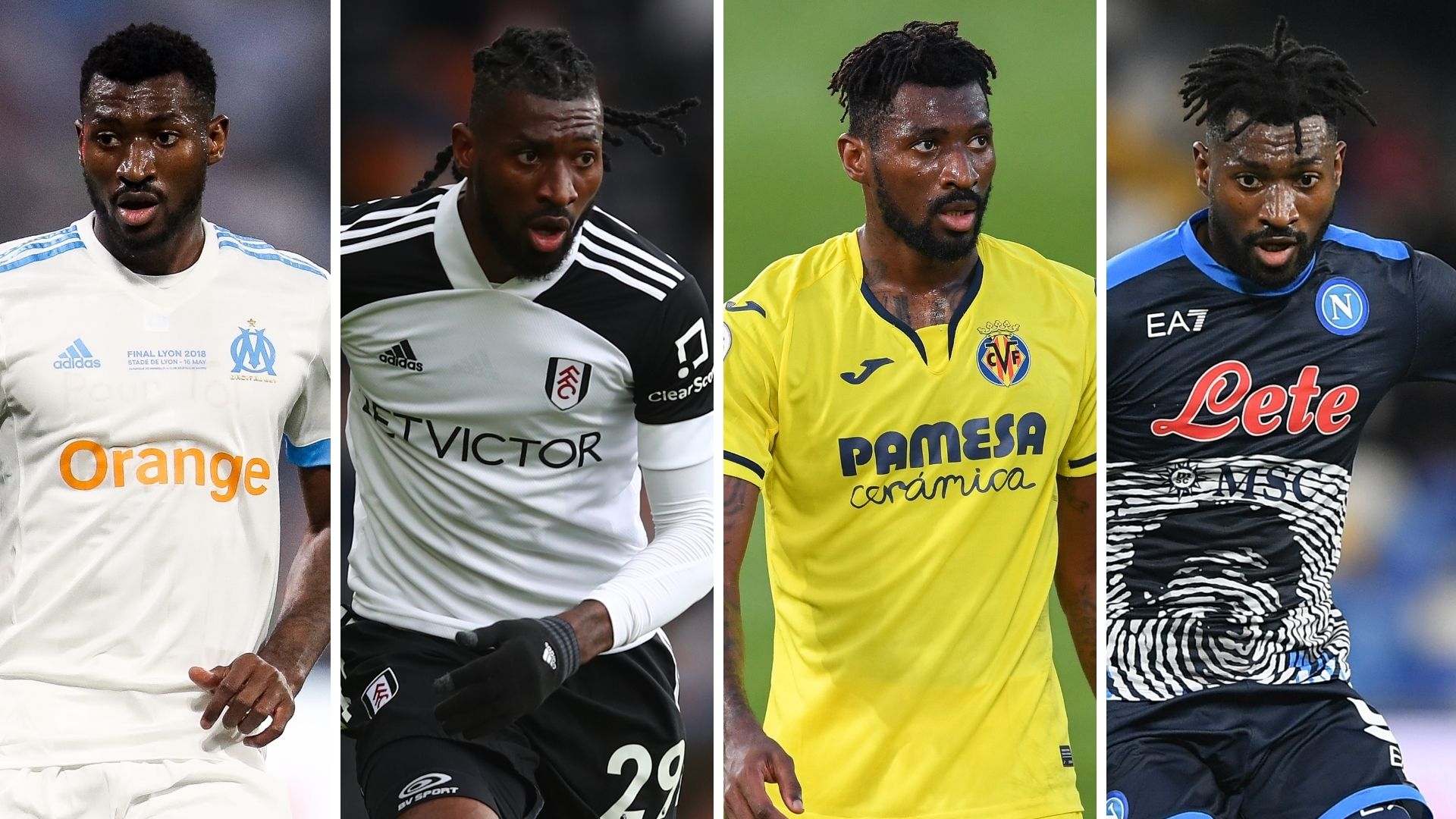 Anguissa collage Marseille Fulham Villarreal Napoli
