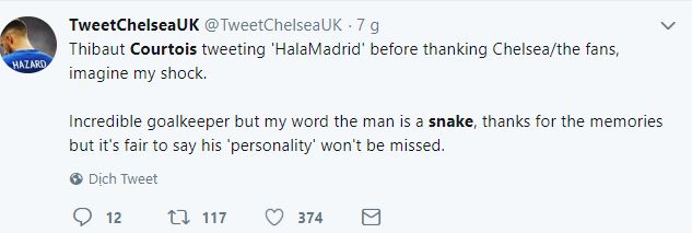 Reaction Courtois left Chelsea