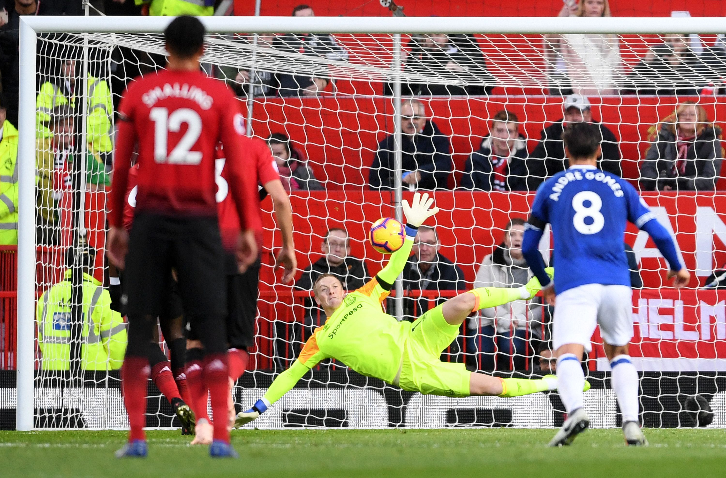 Paul Pogba Jordan Pickford Manchester United Everton Premier League 28102018