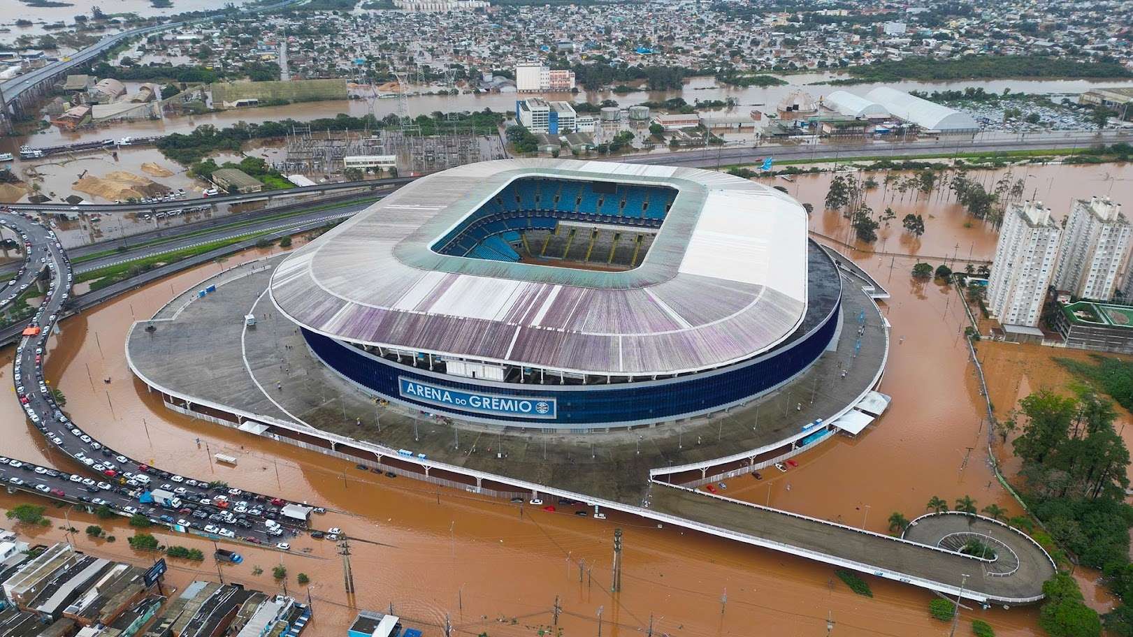 Arena do Grêmio alagada, 2024