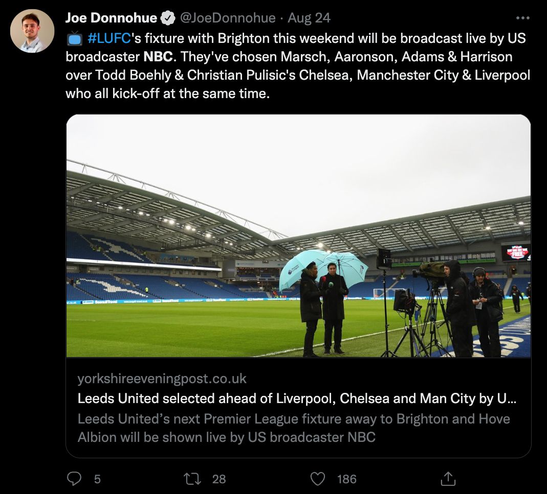 Leeds US popularity tweet 2