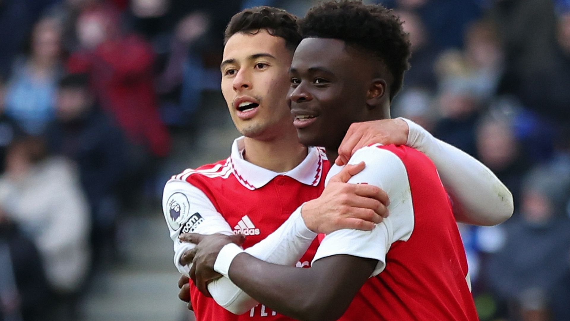 Gabriel Martinelli celebrate Arsenal Leicester 2022-23