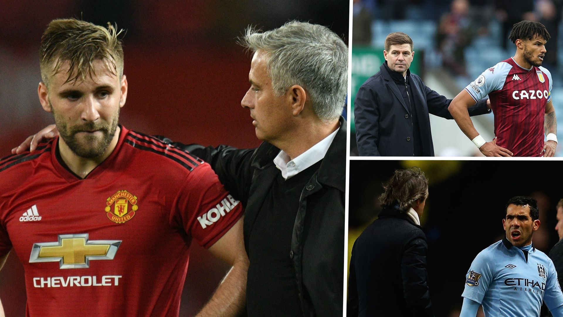 Luke Shaw Jose Mourinho Steven Gerrard Tyrone Mings Roberto Mancini Carlos Tevez