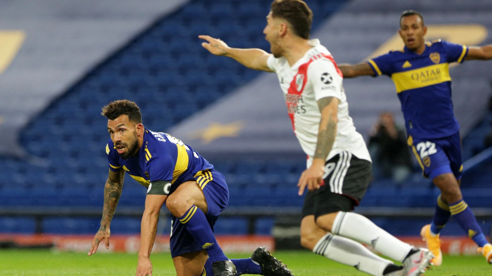 Carlos Tevez Gonzalo Montiel Boca Juniors River Plate Copa Liga Profesional 16052021