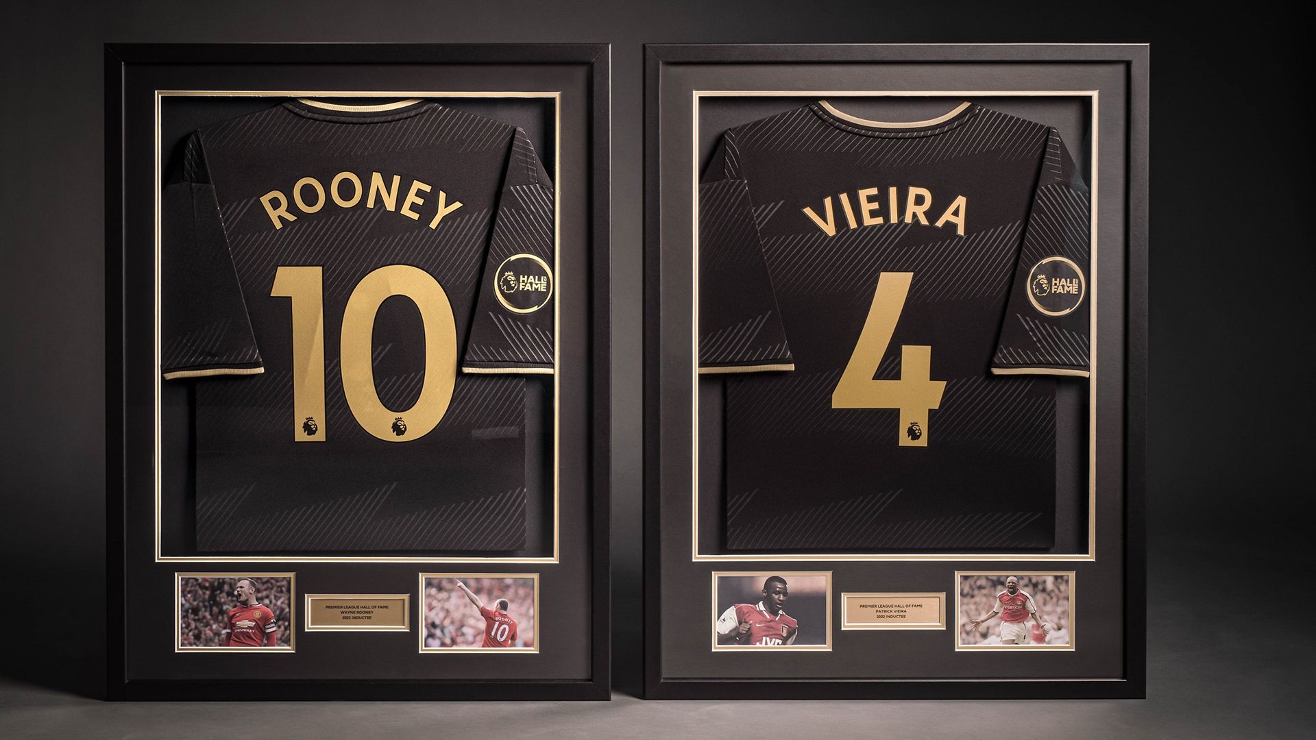 Wayne Rooney and Patrick Vieira Hall of Fame shirts