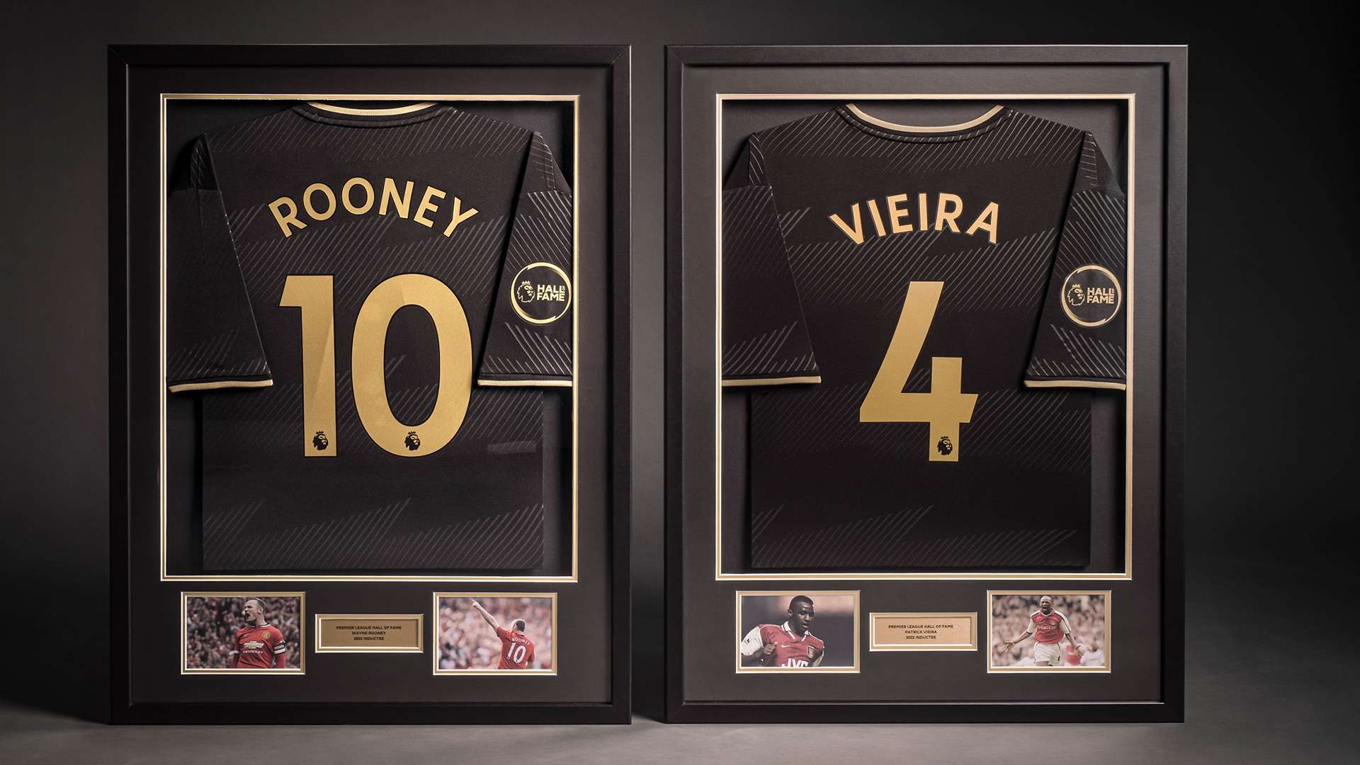 Wayne Rooney and Patrick Vieira Hall of Fame shirts