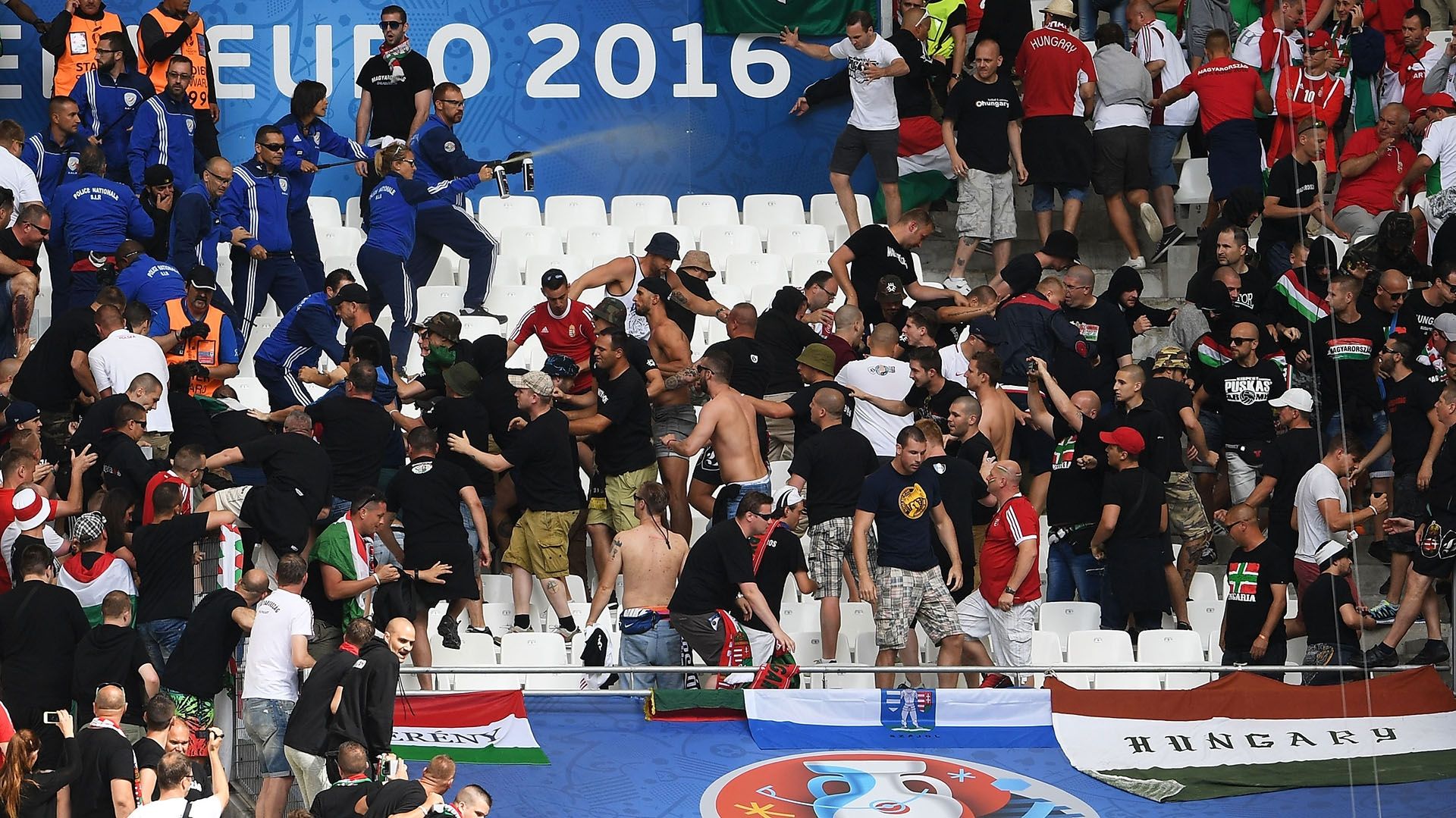 Hungary fans fighting