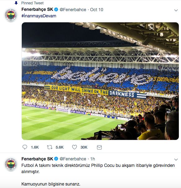 Fenerbahce's Cocu Tweet