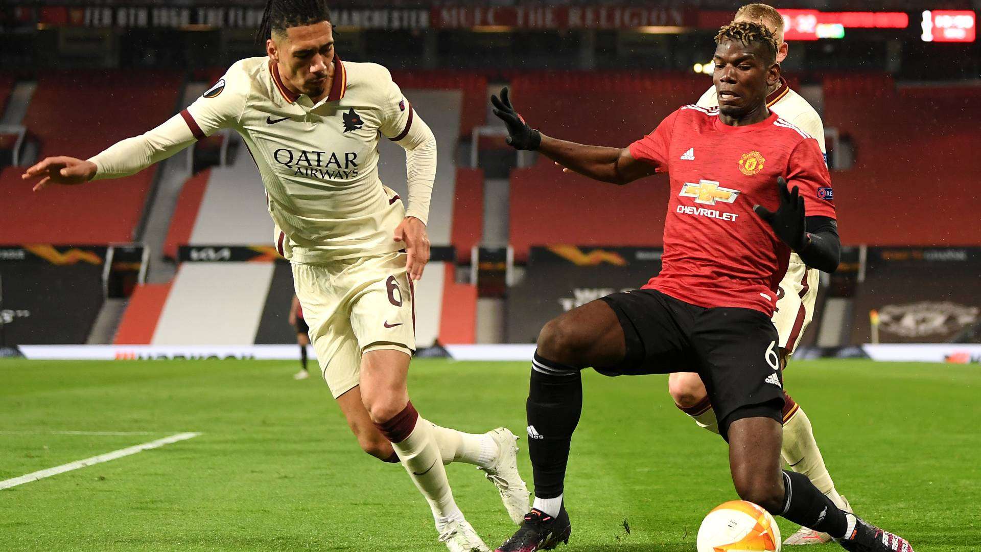 Paul Pogba Manchester United Chris Smalling AS Rom