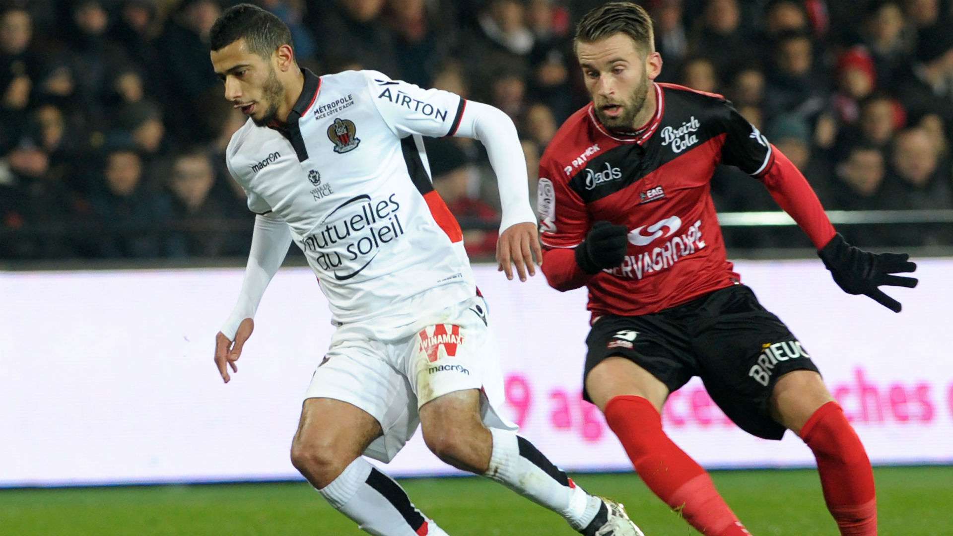 Younes Belhanda Lucas Deaux Guingamp Nice Ligue 1 30112016
