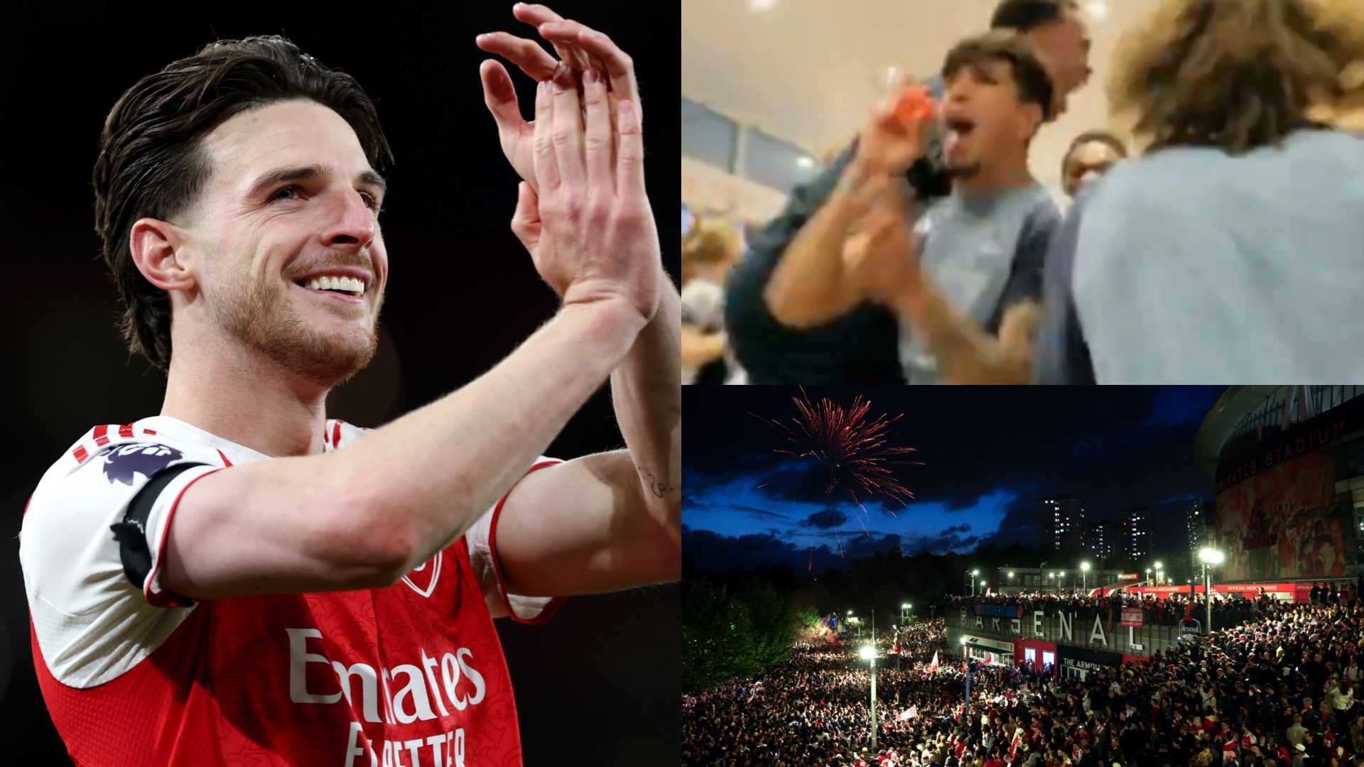 Arsenal players celebrate title Declan Rice Hincapie