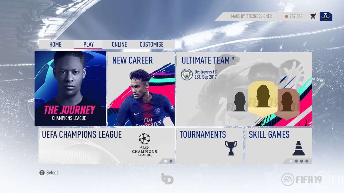 Menu FIFA 19