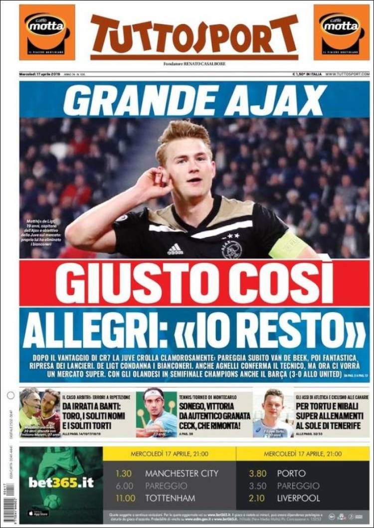 Une Tuttosport 17/04/2019
