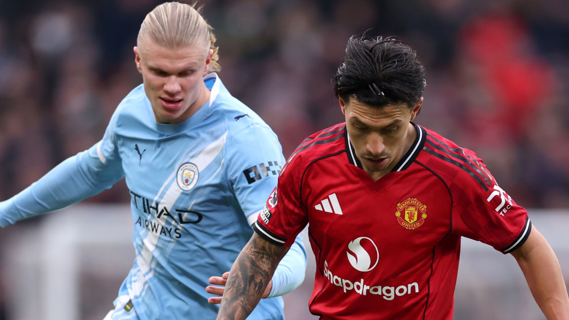 Lisandro Martinez Erling Haaland Manchester United City 2025-26