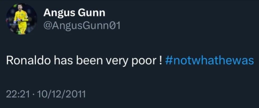 Angus Gunn tweet Ronaldo