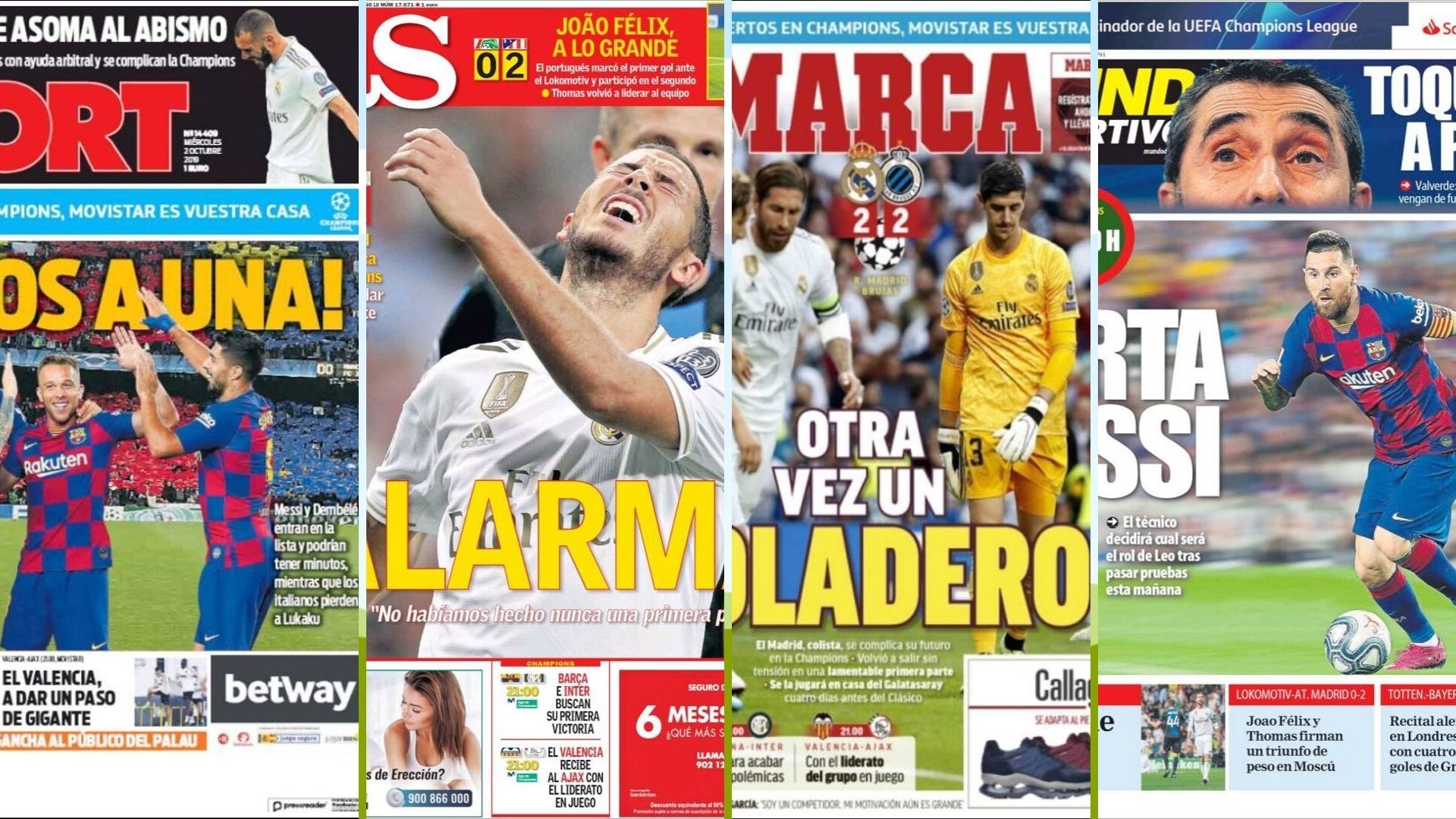 Las portadas tras el empate del Real Madrid ante el Brujas