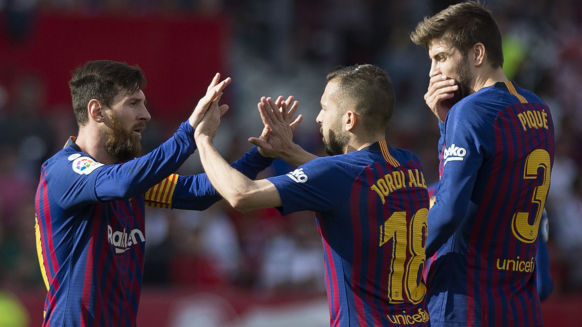 MESSI JORDI ALBA PIQUE SEVILLA BARCELONA LALIGA