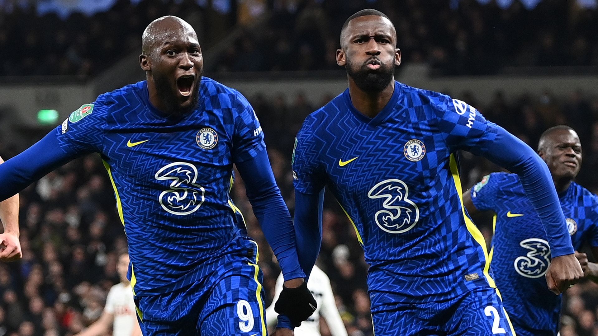 Antonio Rudiger Romelu Lukaku Chelsea Tottenham Carabao Cup 2021-22
