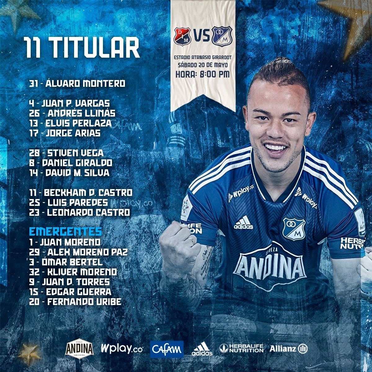 Nómina Millonarios Fecha 21 Liga BetPlay 2023