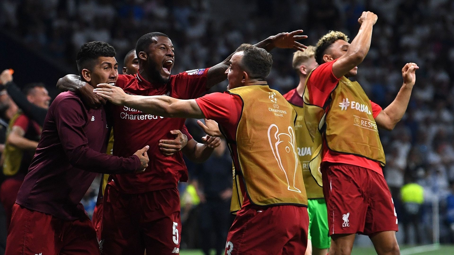 Liverpool celebrate vs Tottenham, Champions League final 2018-19