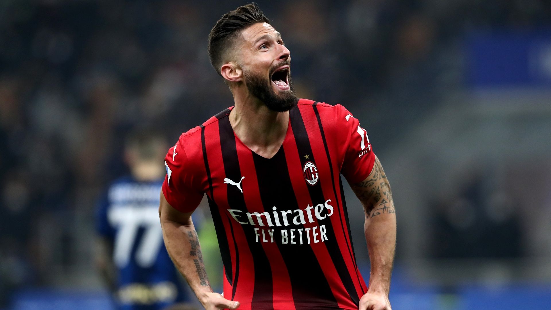 Giroud celebrating Inter Milan Serie A