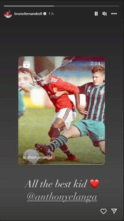 Bruno Fernandes Anthony Elanga Instagram message