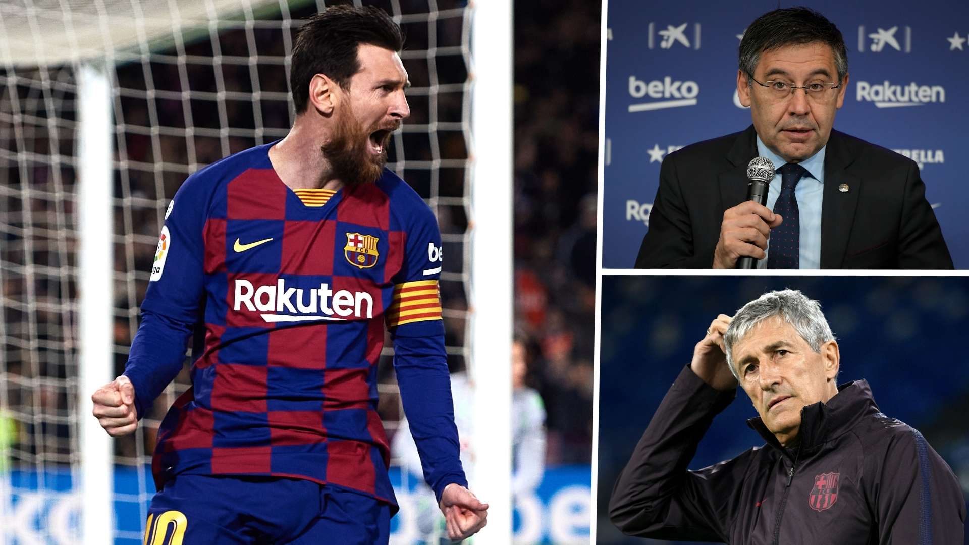 Lionel Messi Josep Maria Bartomeu Quique Setien Barcelona 2019-20 GFX