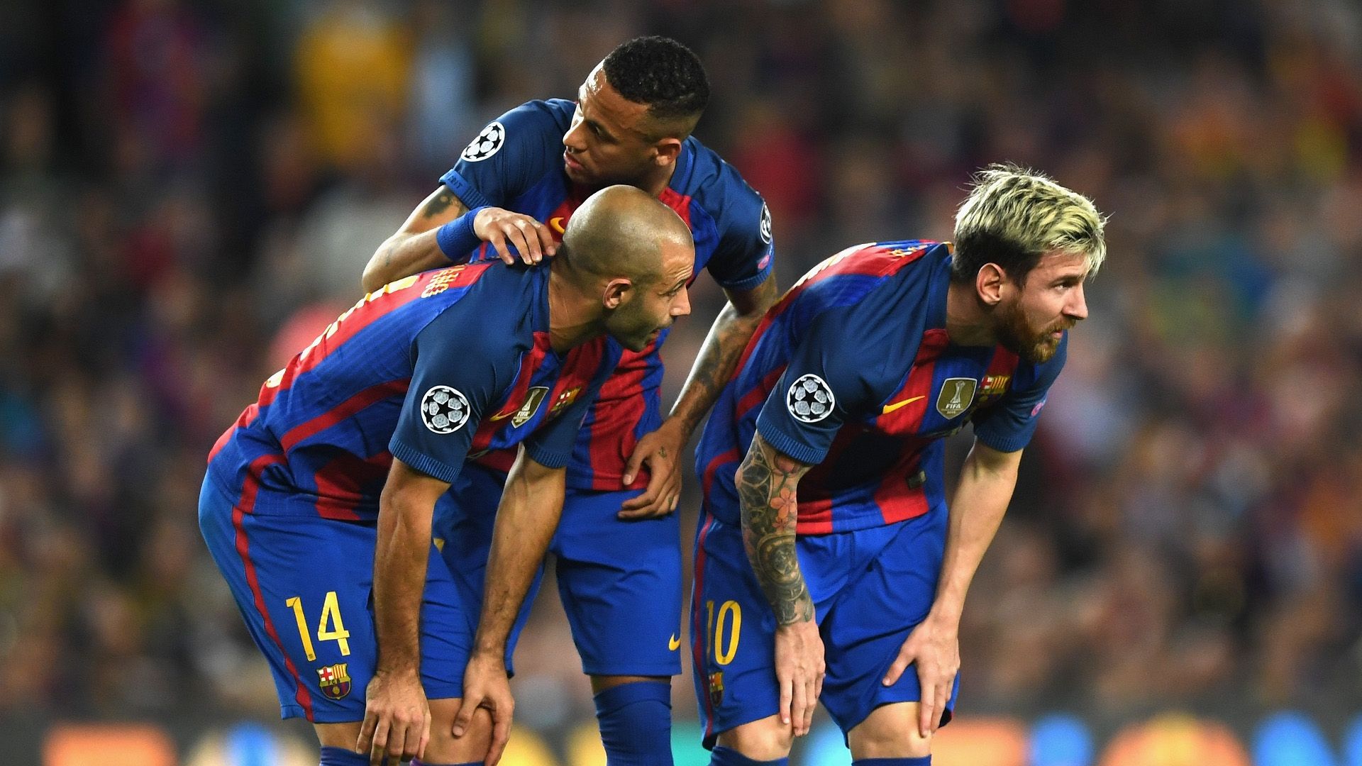 Neymar Messi Mascherano Barcelona Champions League 19102016