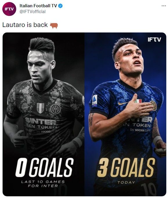 라우타로 마르티네스, 살레르니타나전 해트트릭으로 10경기 무득점 탈출