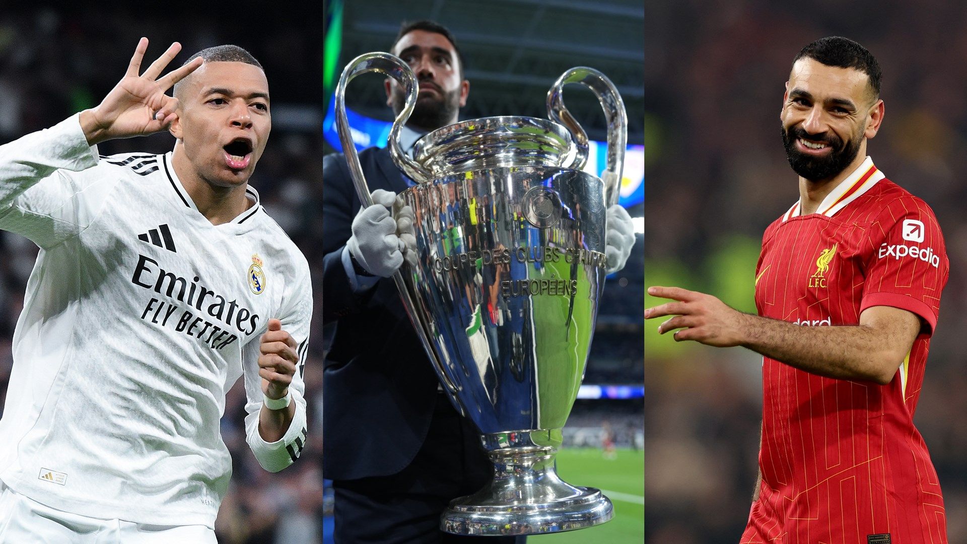 Kylian Mbappe Champions League trophy Mohamed Salah 2024-25