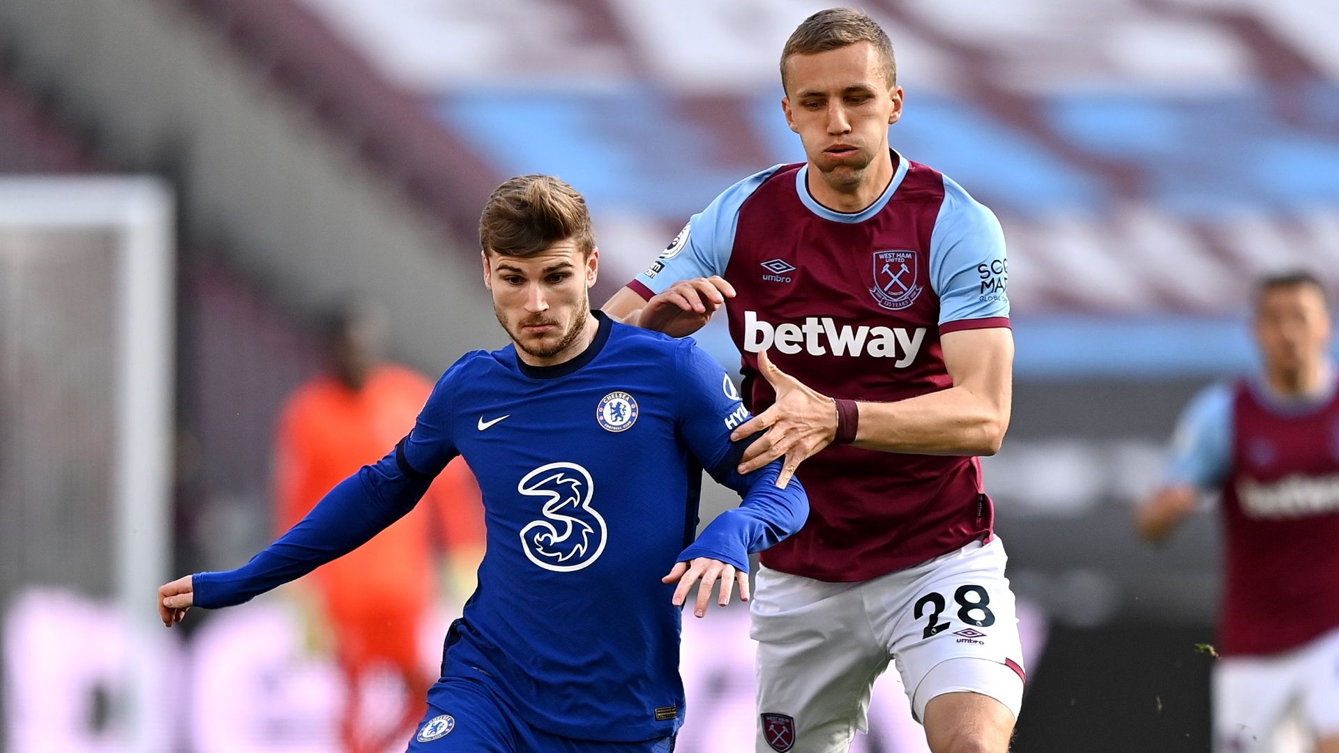 Timo Werner, Tomas Soucek, West Ham vs Chelsea 2020-21