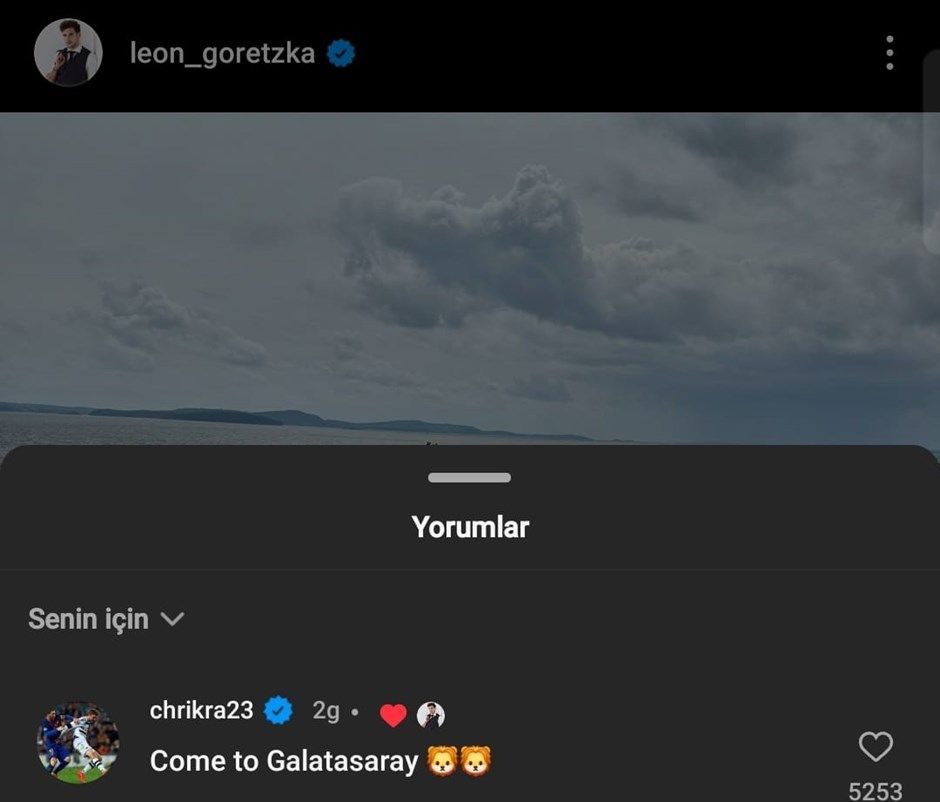 Leon Goretzka's social media Galatasaray