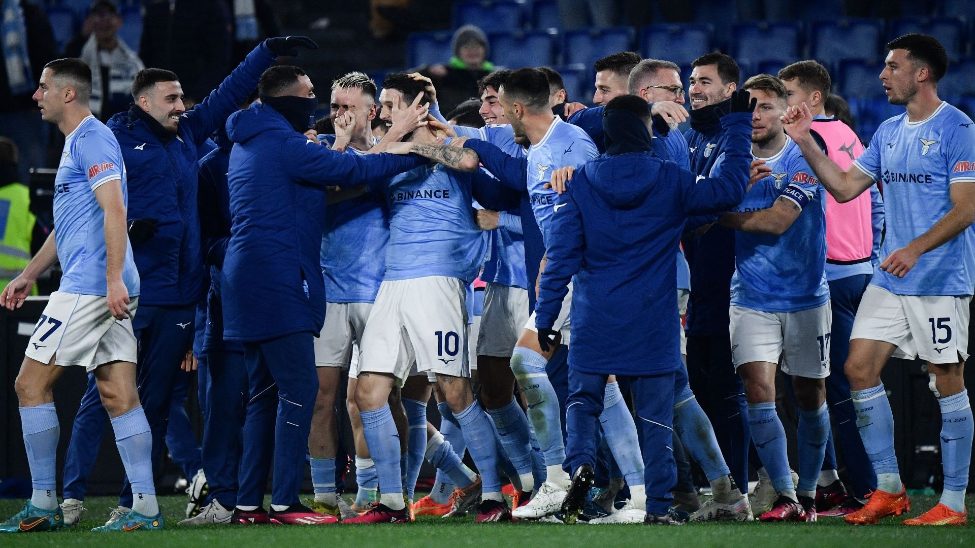 Lazio celebrating Sampdoria Serie A