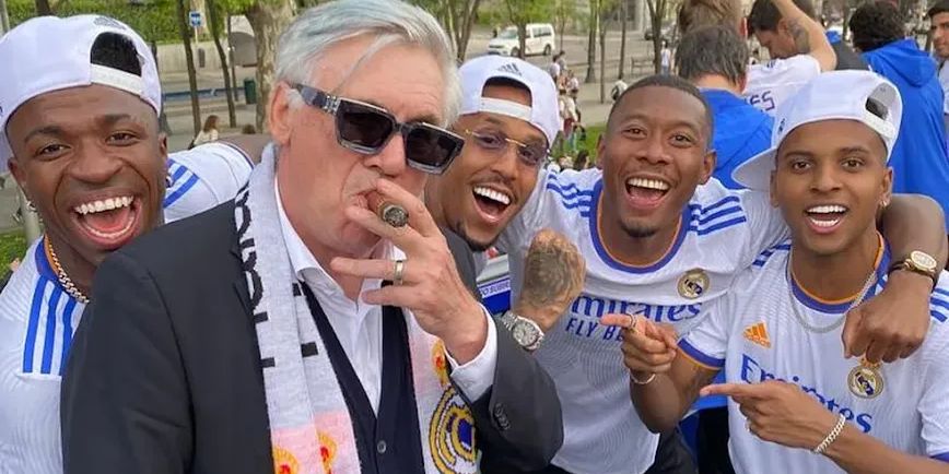 Carlo Ancelotti, Vini Jr, Militão, Alaba e Rodrygo, Real Madrid